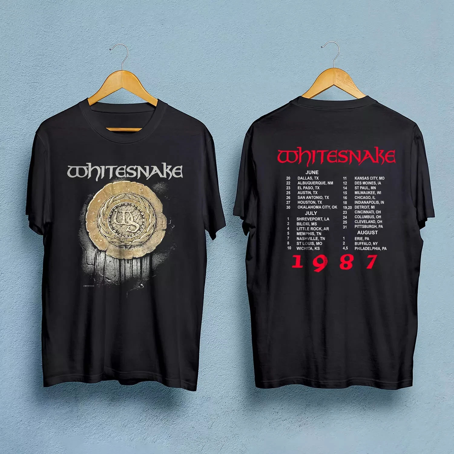 Vintage 80s WHITESNAKE self titled 1987 tour concert t-shirt gallery