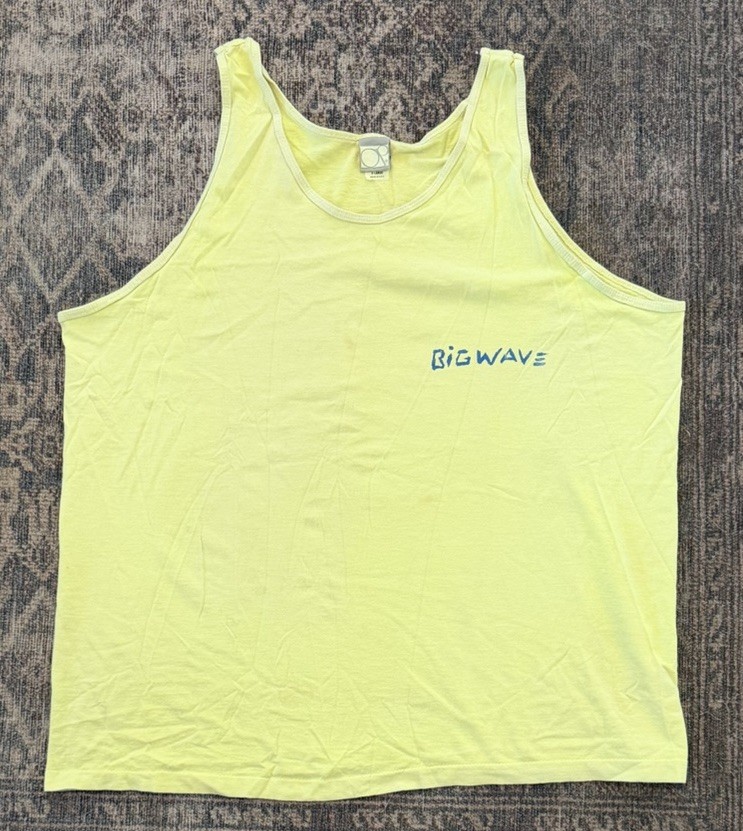 VTG 80s 90s Ocean Pacific Big Wave Surf Beach Tank Top XL Fits XL/2XL Neon USA gallery