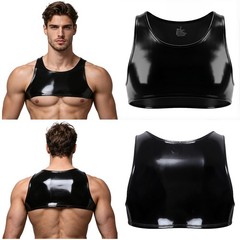 Mens Crop Top Stage Performance Nightclub Carnivals Clubwear Showing Slim Top