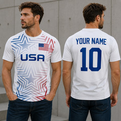 Custom USA Soccer Jersey Personalized Name Number Patriotic Football Fan Shirt