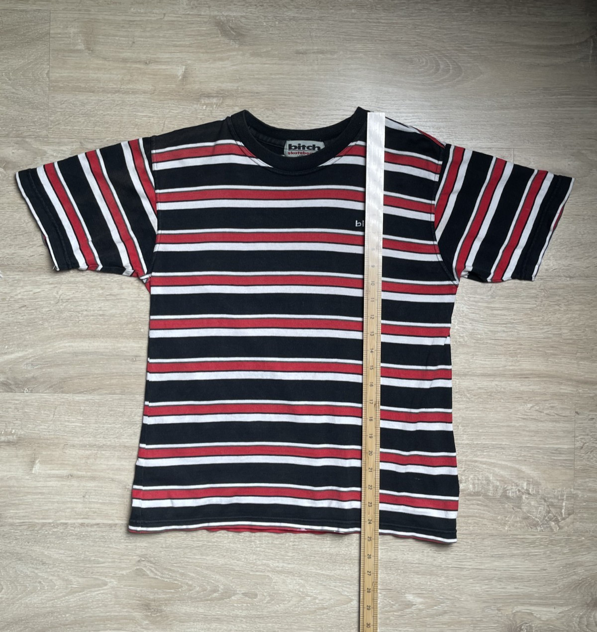 Vintage Bitch Skateboards Striped T Shirt Men’s Size Large 90S gallery