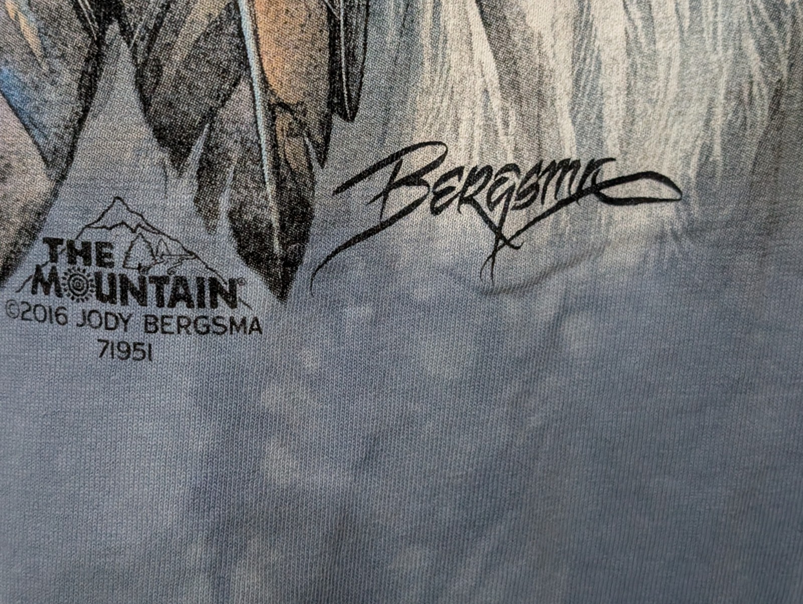 The Mountain Men's T-shirt Blue Native Wolves Feather Retired Logo XL #1457 NWOT gallery