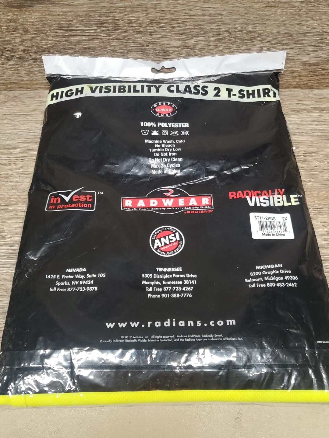 High Vis ANSI Class 2 Hi Vis Lime Reflective Road Work Safety T Shirt Size 2x gallery
