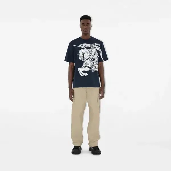 BURBERRY Equestrian Knight Print T-Shirt Men's M Storm Crew Neck Short Sleeve gallery