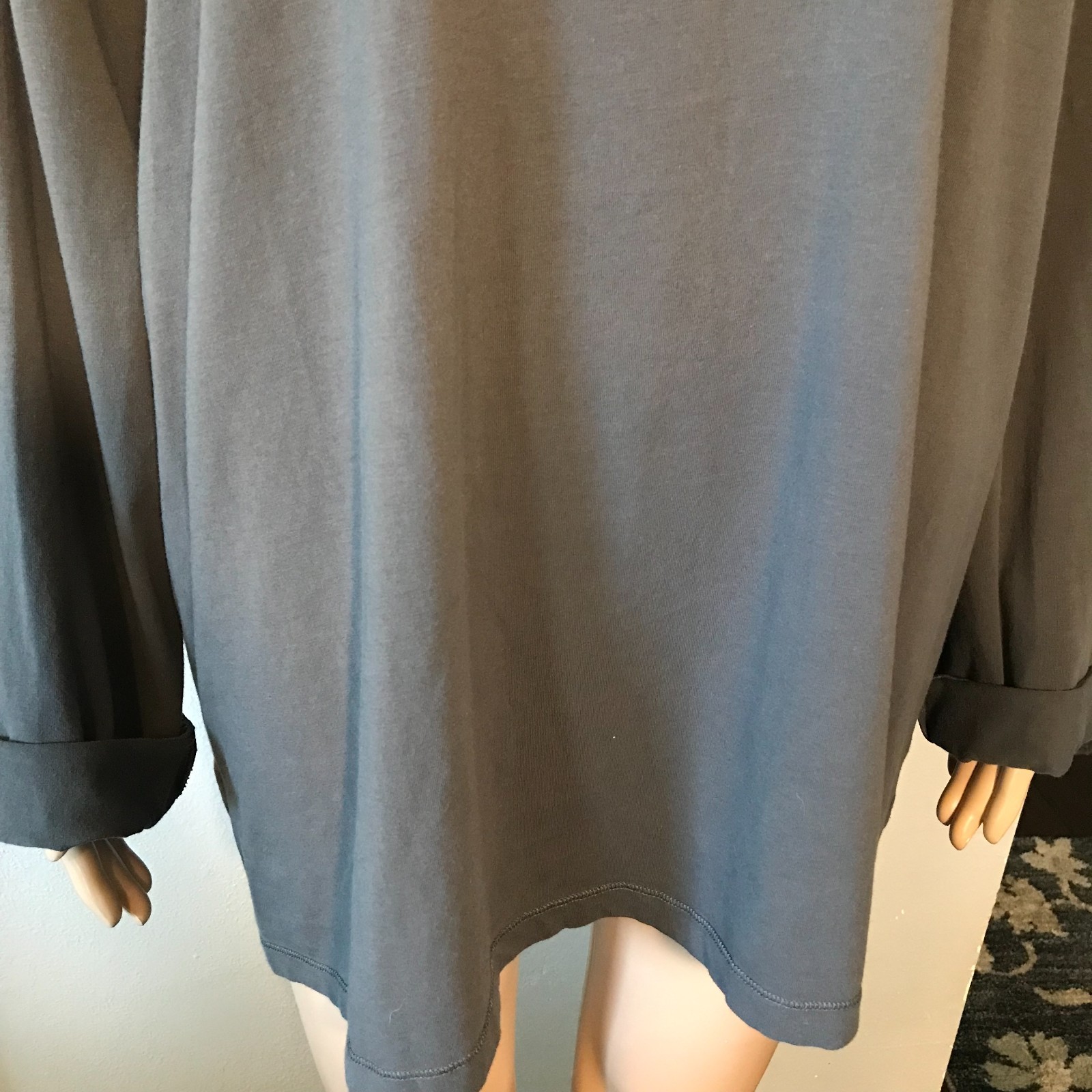 David Archy Women's Shirt Size L Gray V-Neck Pullover Long Sleeve Cotton Blend gallery