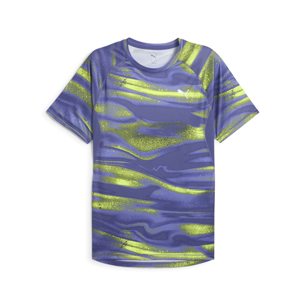 PUMA Run Velocity All Over Print Crew Neck Short Sleeve Athletic T-Shirt Mens Si