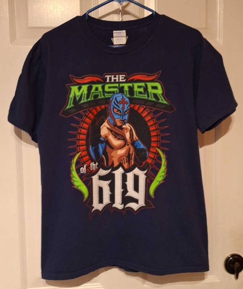 WWE 2018 Rey Mysterio Master of the 619 Wrestling T Shirt Blue Size M gallery