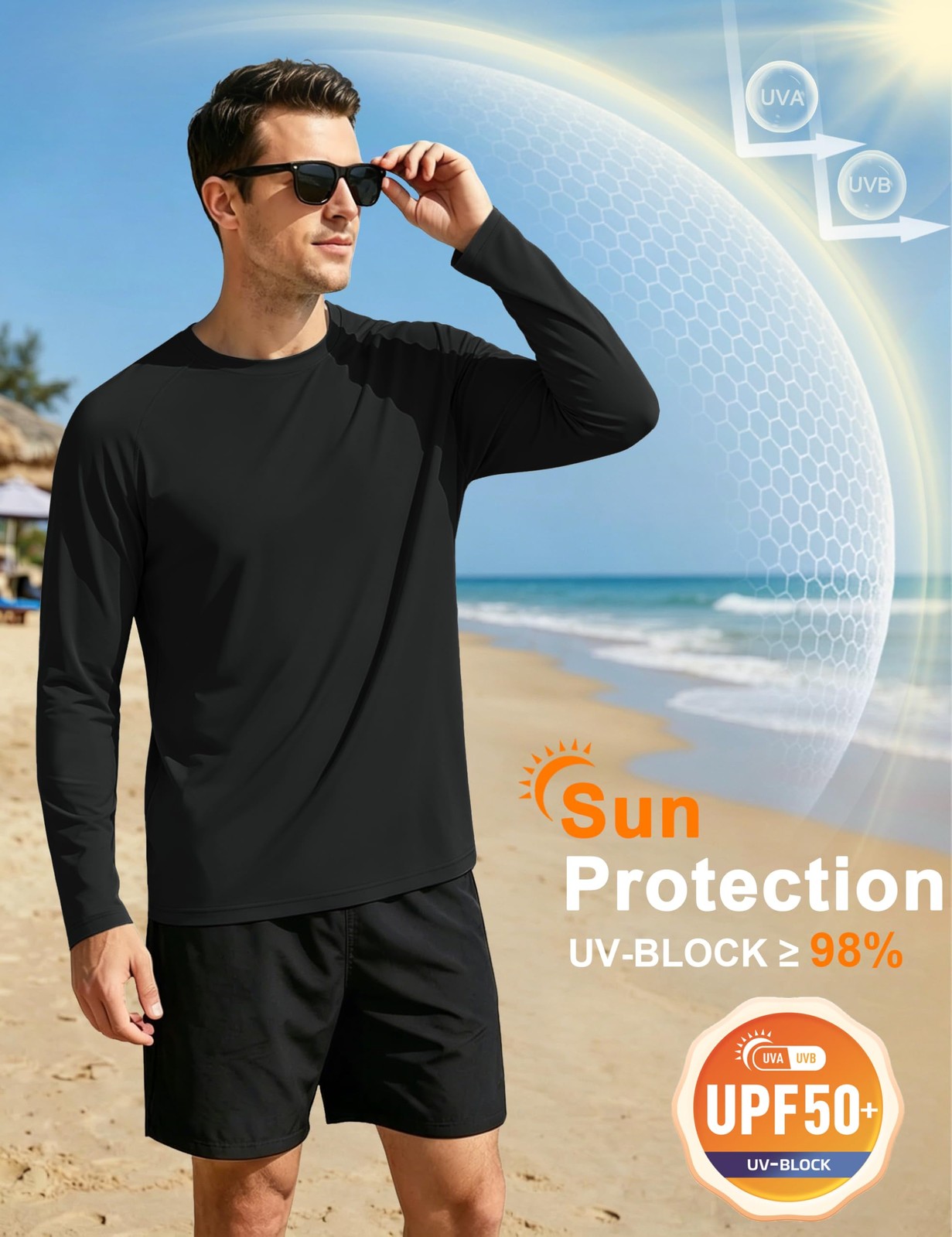 4 Pack Men's Shirts Long Sleeve Sun Protection UPF 50+ UV SPF Dry Fit T-Shirt... gallery