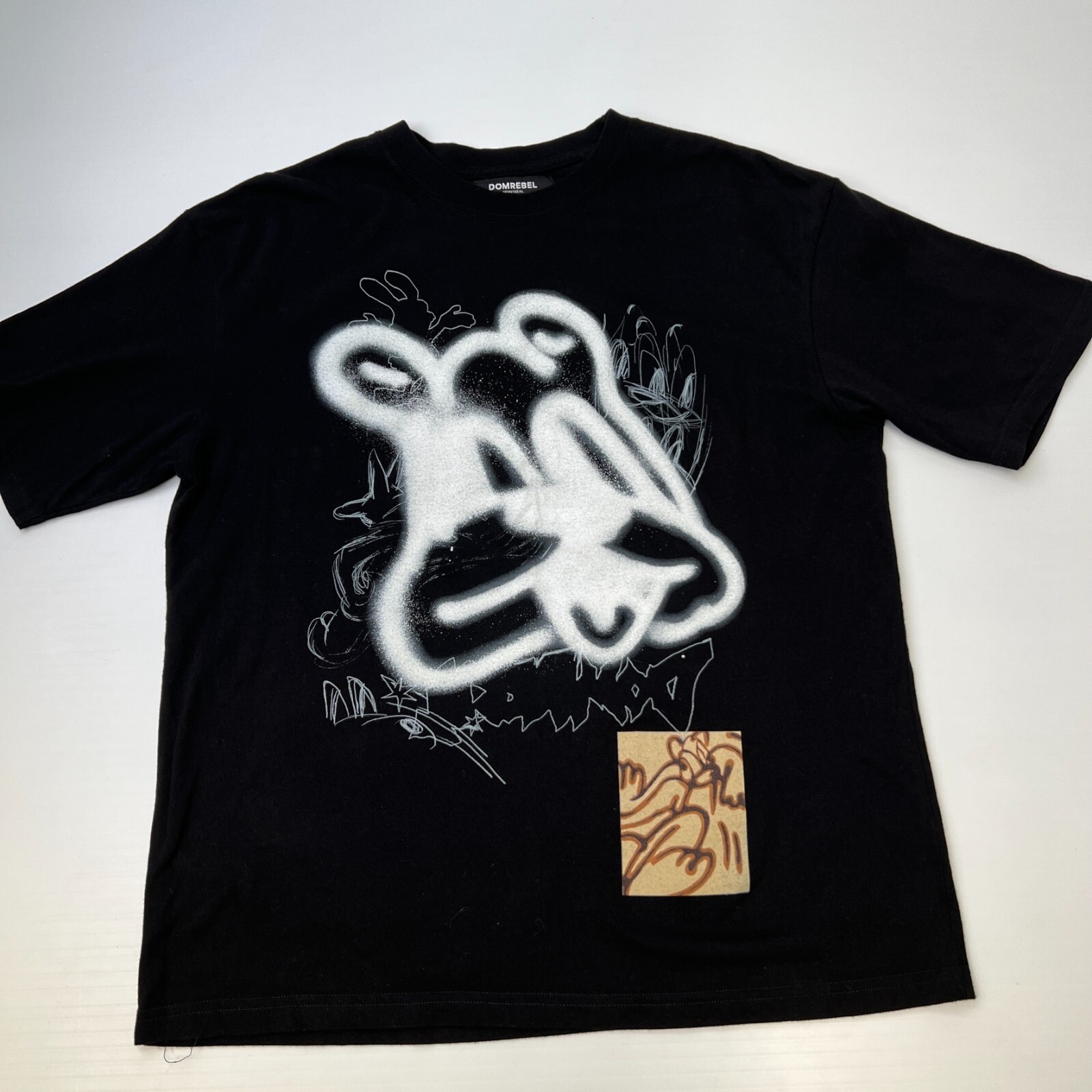 Domrebel Shirt Men Medium Graffiti Sketch Street Graphic Fire Work Party Core Go