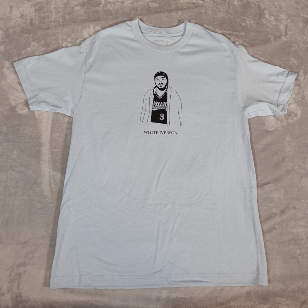 Superrradical Post Malone White Iverson Logo T Shirt Mens L Music Blue