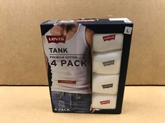 NIB Levi’s 4-Pack Premium Cotton Tank Tops – White – Men’s Large