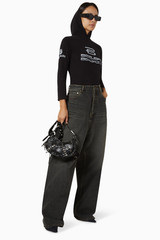NWT Balenciaga AI Generated Logo Hooded Distress 3/4 Sleeve Tee Shirt Sz S $1250