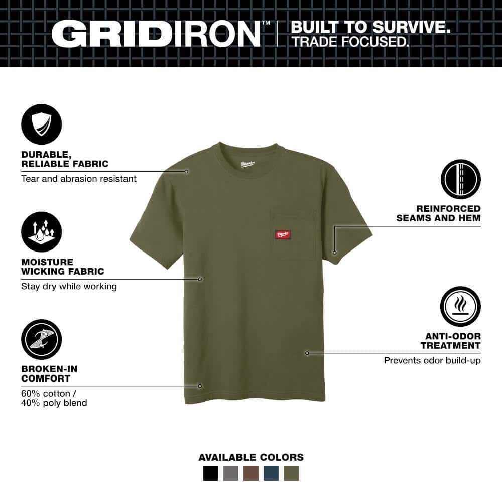 Milwaukee Men's Medium Green GRIDIRON Cotton/Polyester Pocket T-Shirt gallery