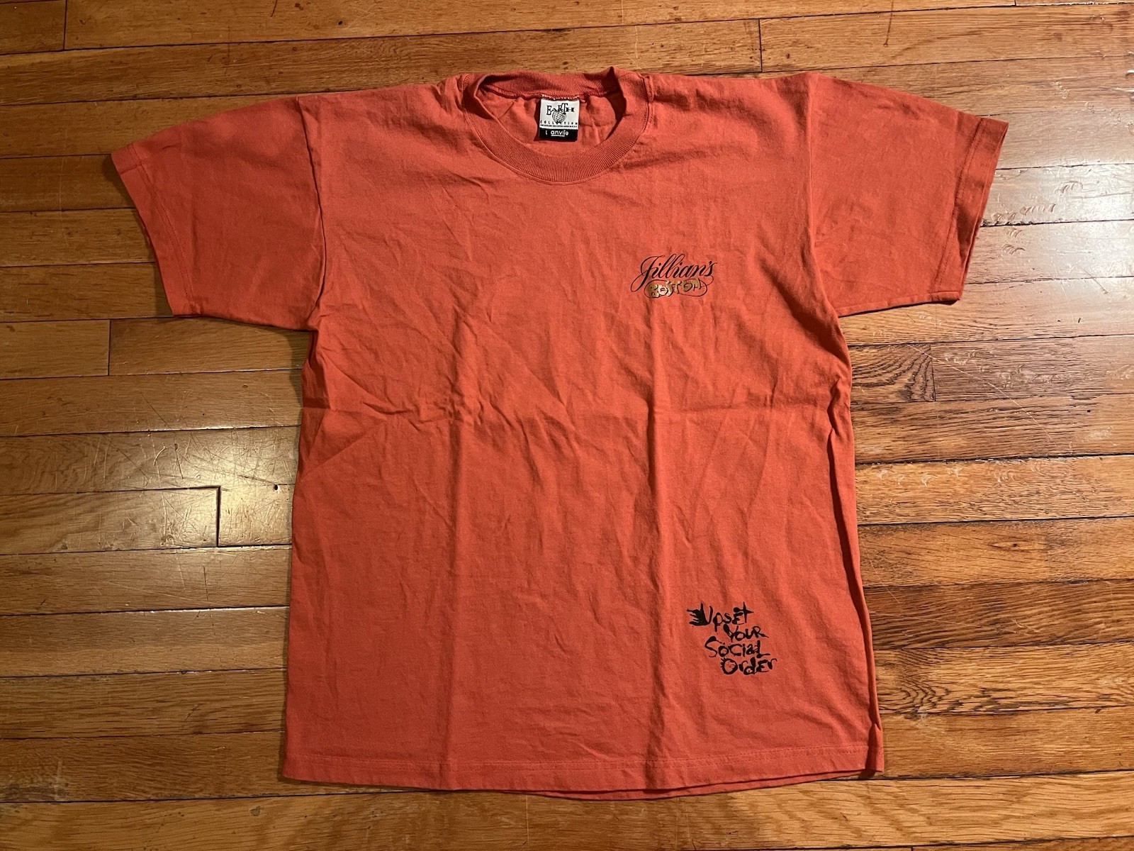 VINTAGE Jillian's Boston Billiards Mao Tse Tung Quote Shirt Men’s L Orange 90s gallery