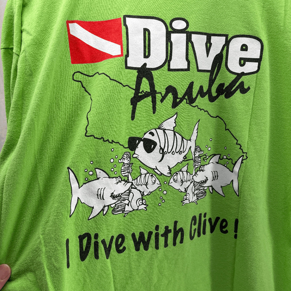 Dive Aruba I Dive With Clive Green Mens XL Shirt Flag Graphic Shirt