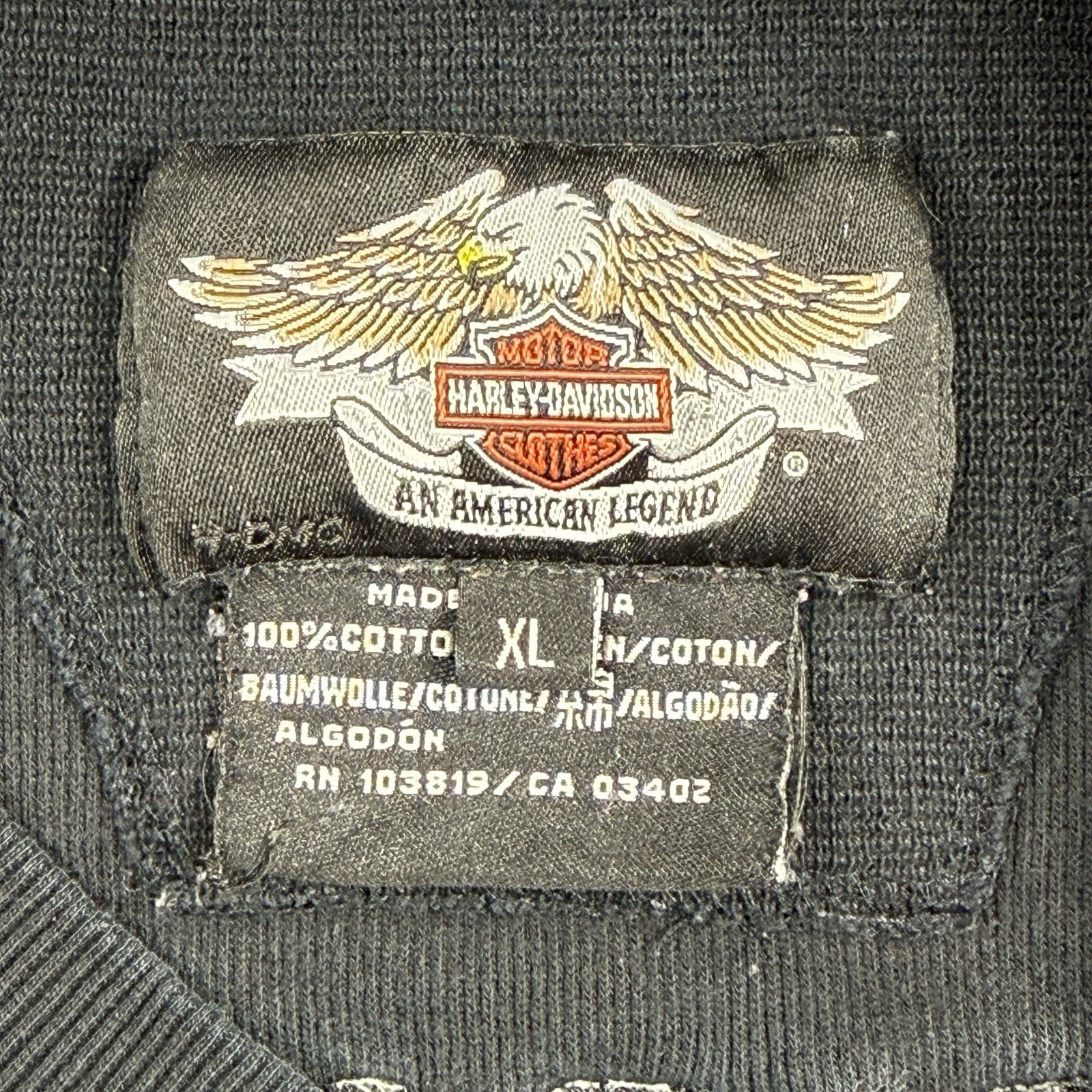 Vintage Harley Davidson Henley Shirt Mens XL 3 Button Wings Back Hit *See Pics gallery
