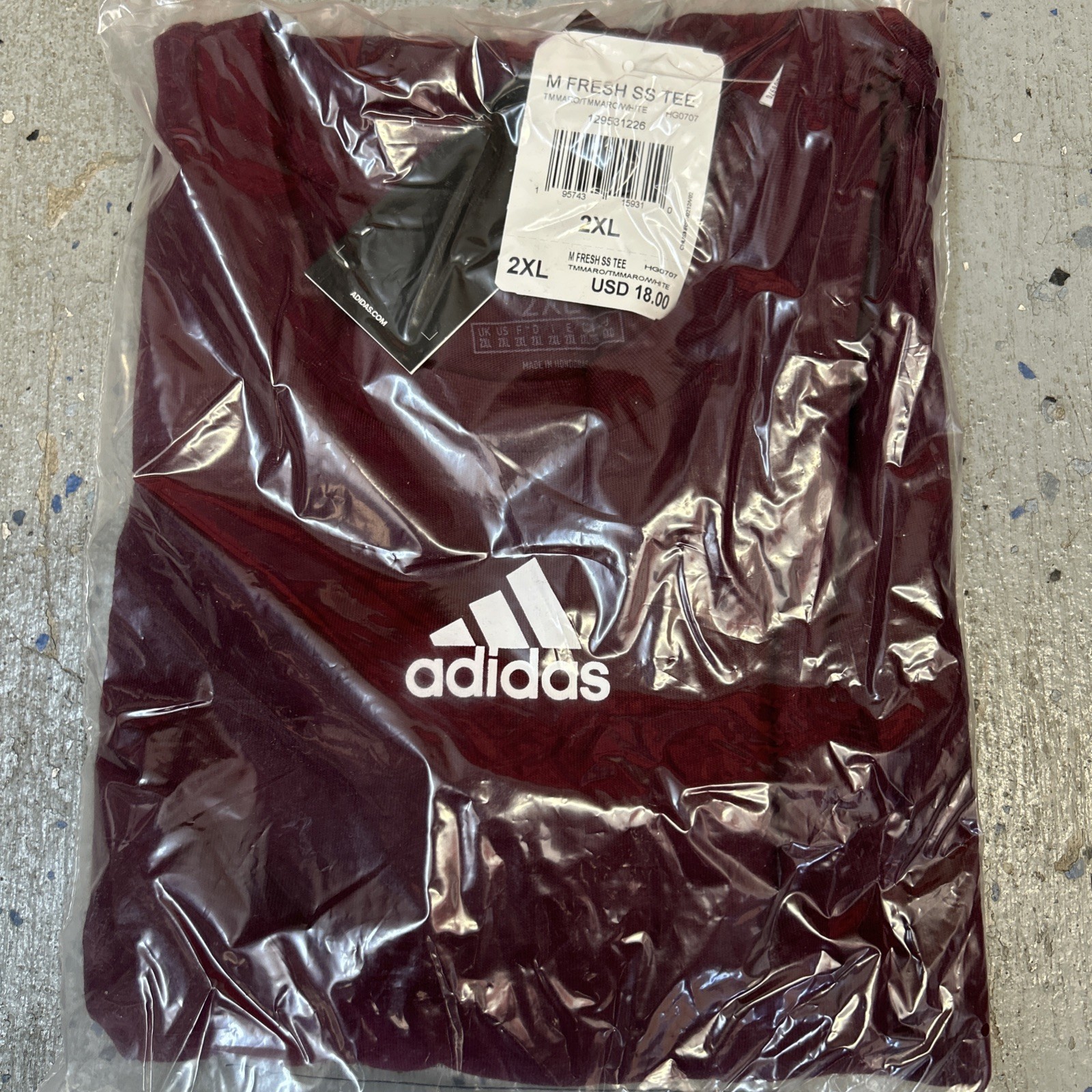 Adidas Mens Fresh Short Sleeve Cotton Tee Maroon HG0707 Men’s Size 2XL - NWT gallery
