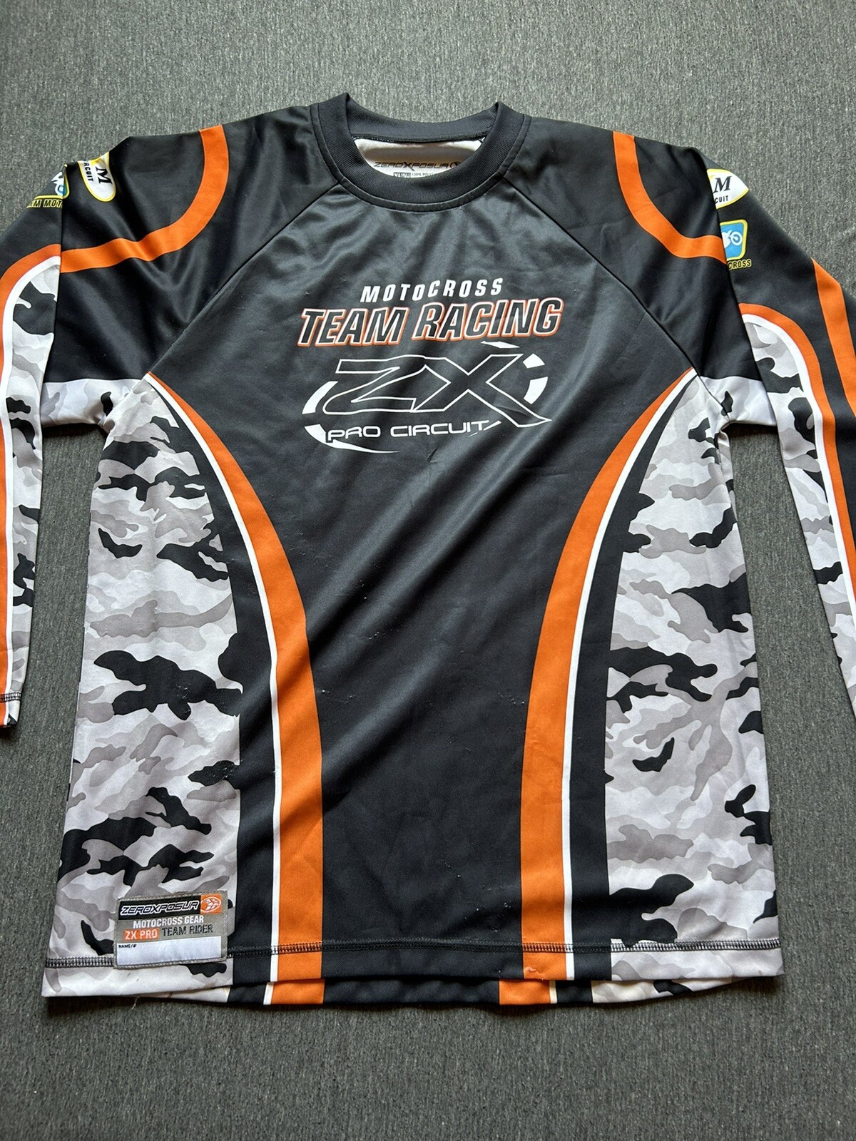zeroxposur motocross shirt team racing Black Orange Camo