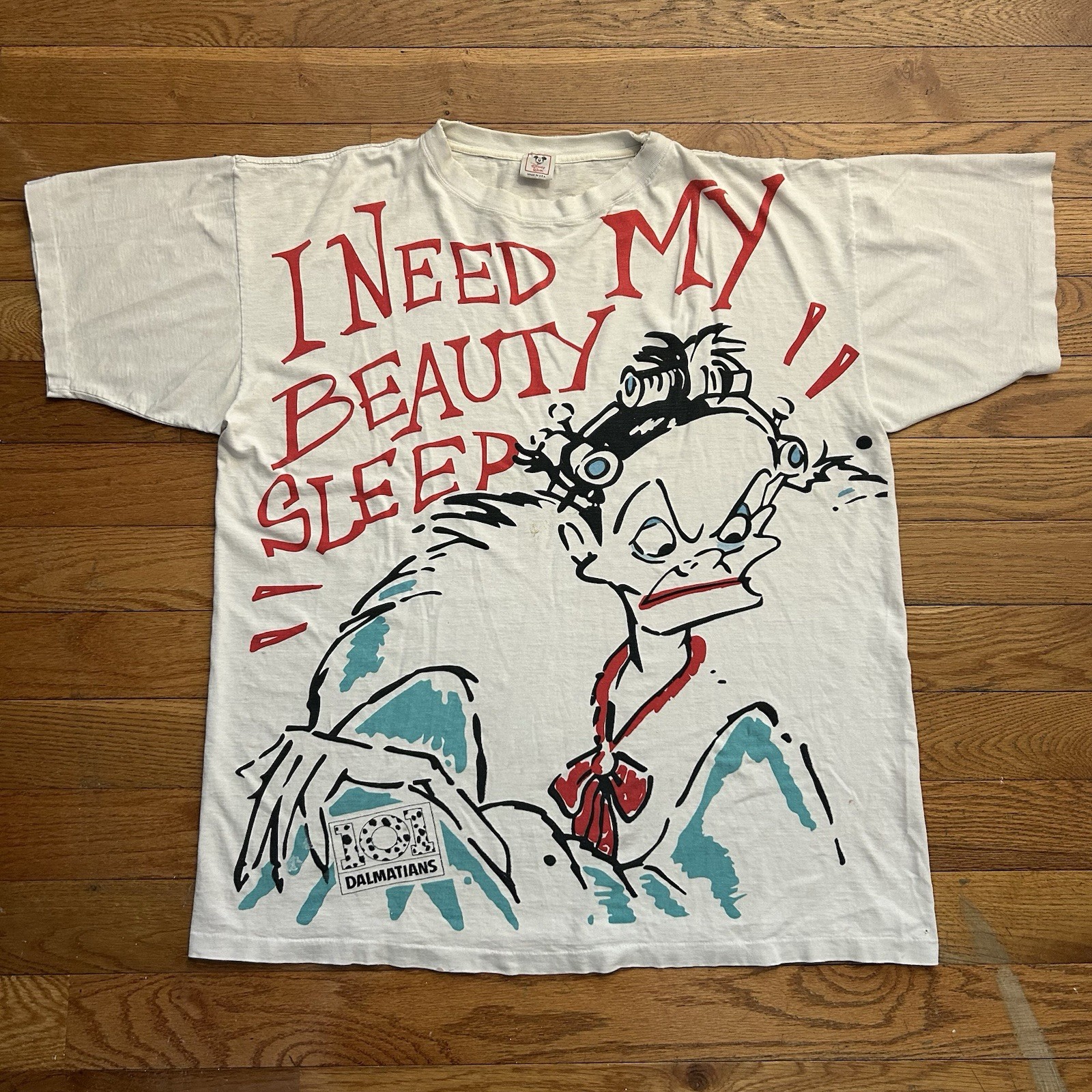 Vintage 101 Dalmatians Cruella De Vil I Need My Beauty Sleep Disney Tee Shirt XL gallery