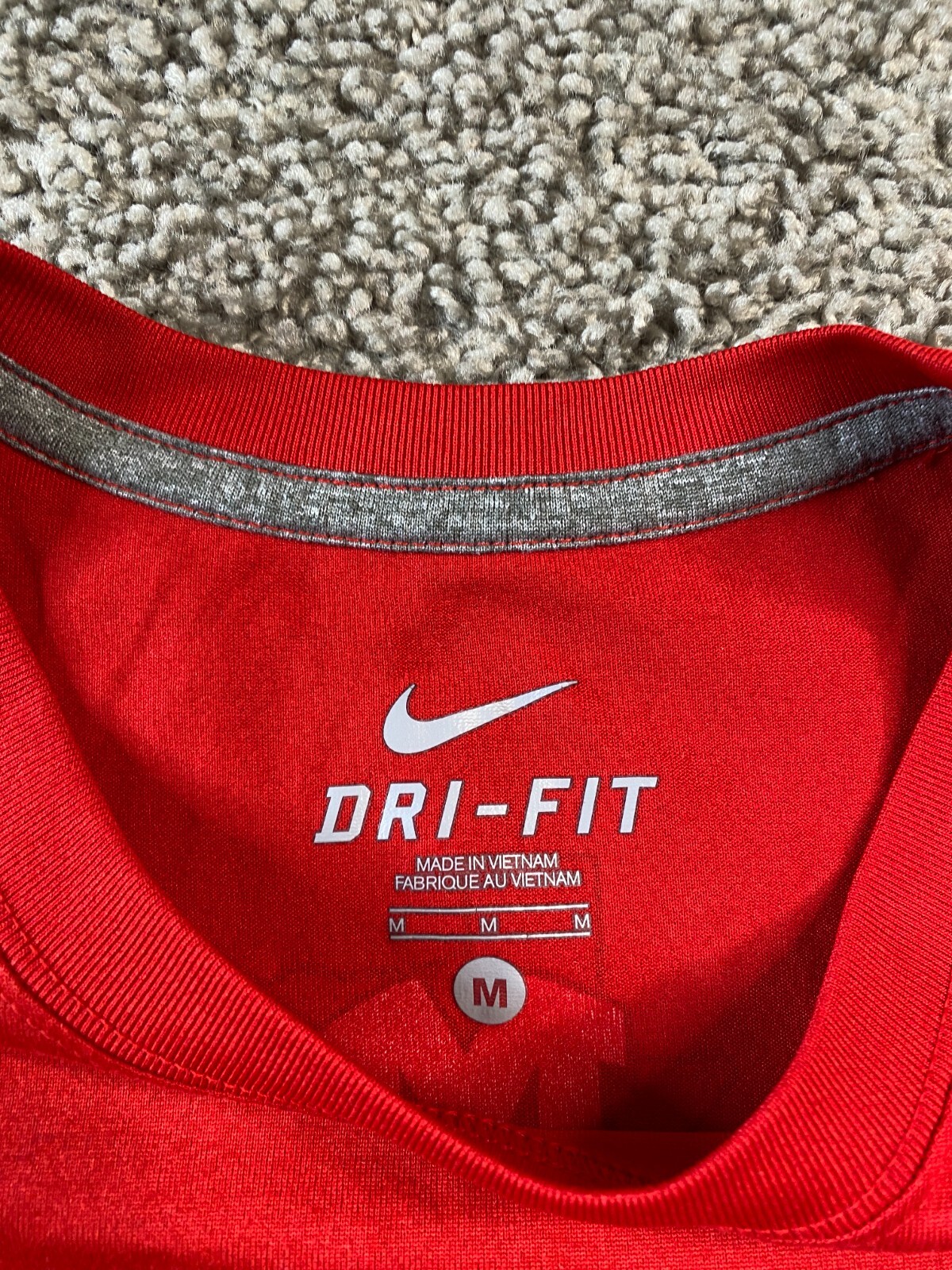 Nike Shirt Adult Medium Red White Swoosh Drifit Cardinal Track And Field Mens gallery