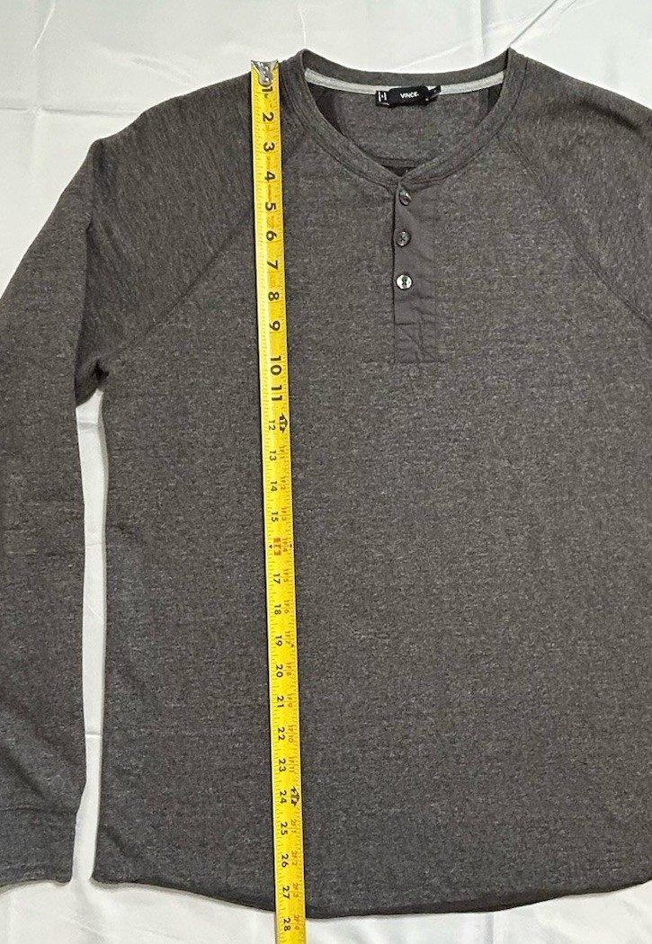 Vince Henley Pullover Shirt Mens M Gray Long Sleeve Raglan Button Up Casual gallery