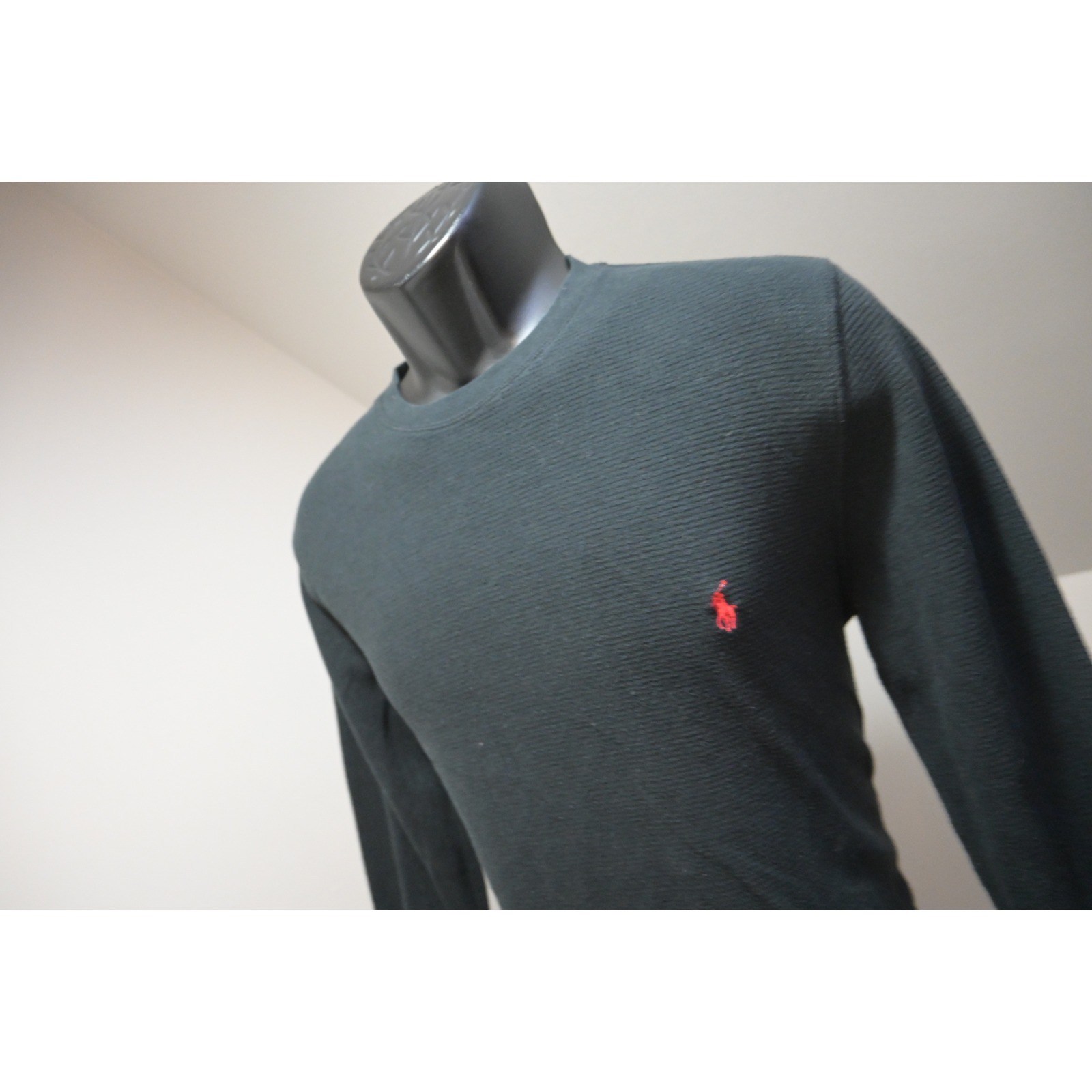Polo Ralph Lauren Thermal Shirt Mens Medium Black Waffle Knit Pony Logo EUC