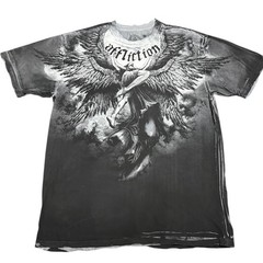 Rare $56 AFFLICTION Silver UPWARD Short Sleeve Slim Fit Y2K Mens T-shirt 3XL NWT