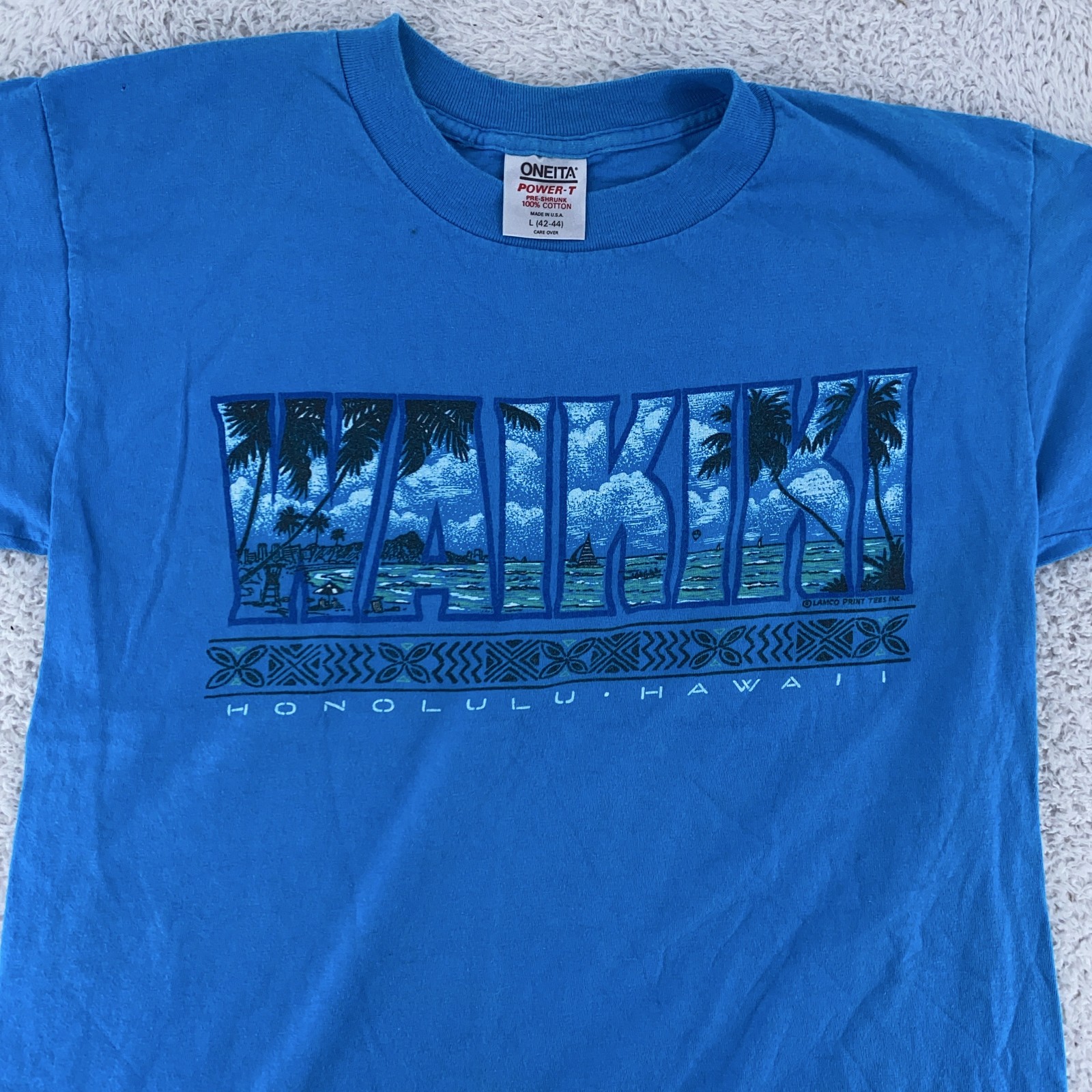 Vintage Waikiki Honolulu Hawaii Shirt Mens Small Beach Surf Sail Tee 90s USA gallery