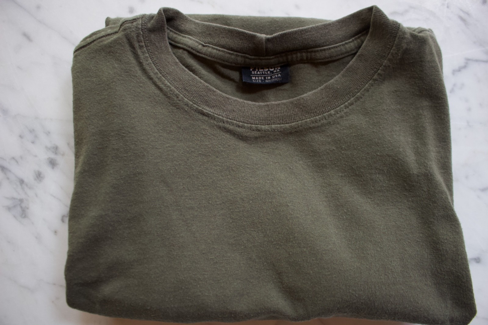 Filson Olive Green Cotton Crewneck Long Sleeve Shirt- Made in the USA gallery