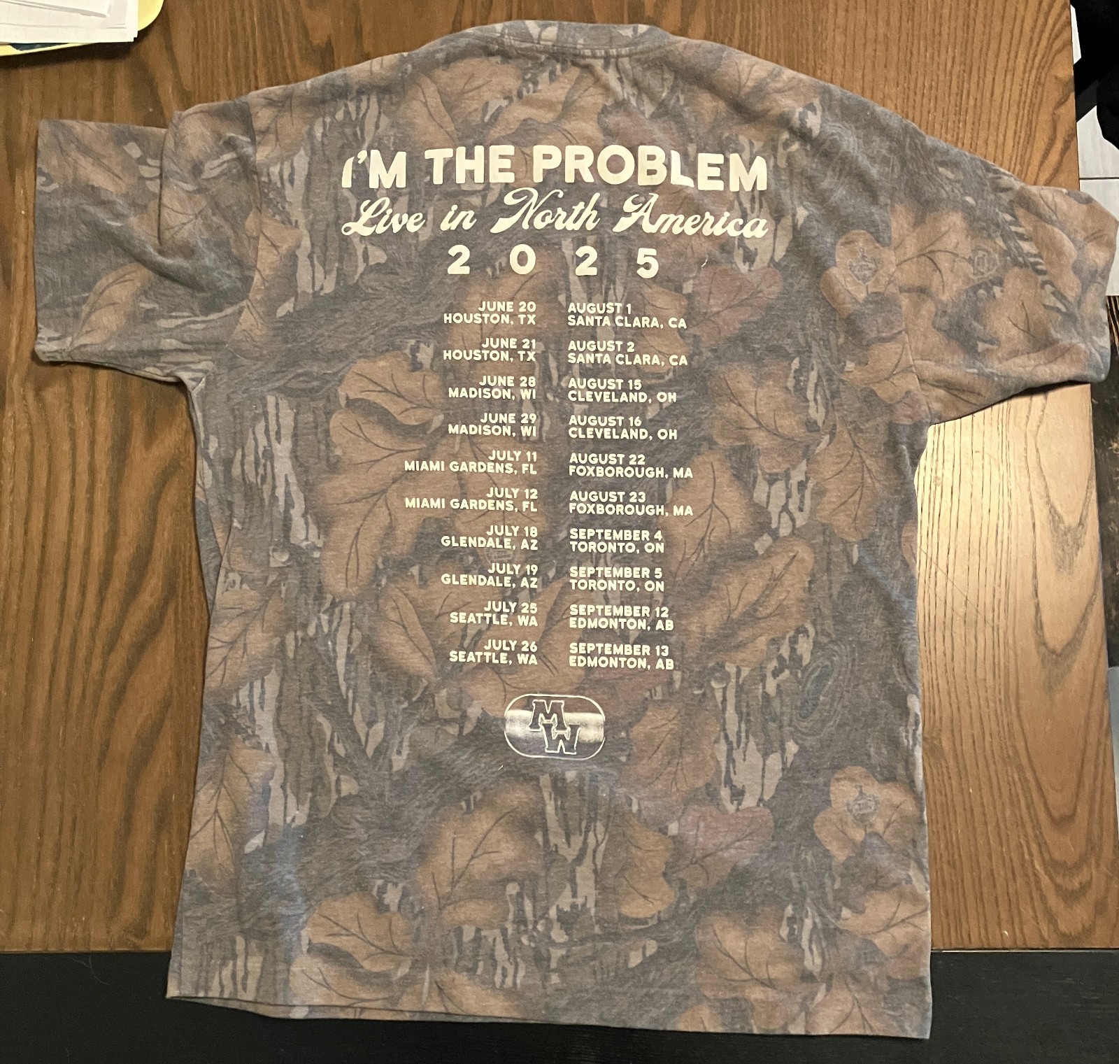 Morgan Wallen "I'm The Problem" Mossy Oak T-Shirt 2025 North American Tour MED gallery
