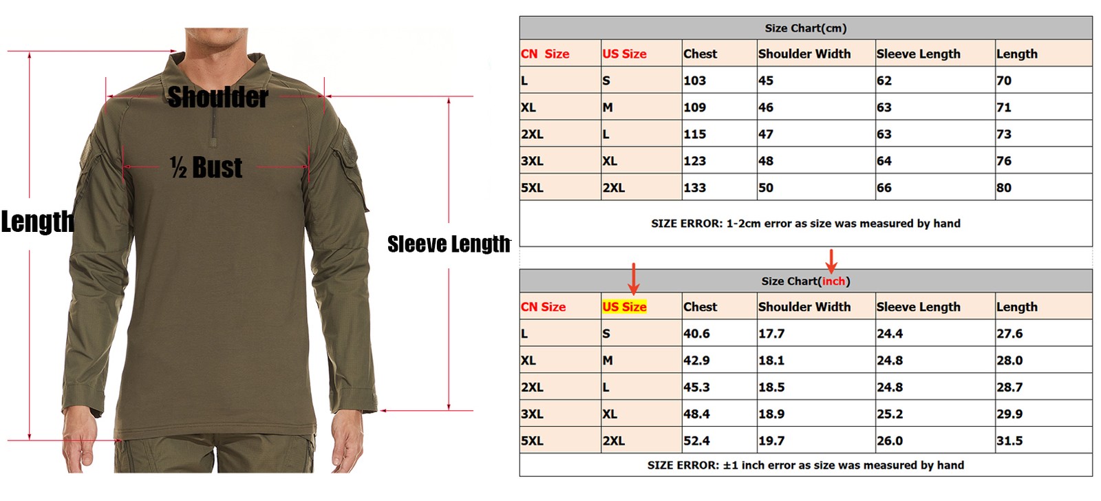 Men's Army Military Shirts Tactical Combat 1/4 Zip Pullover Ripstop Work T-Shirt gallery