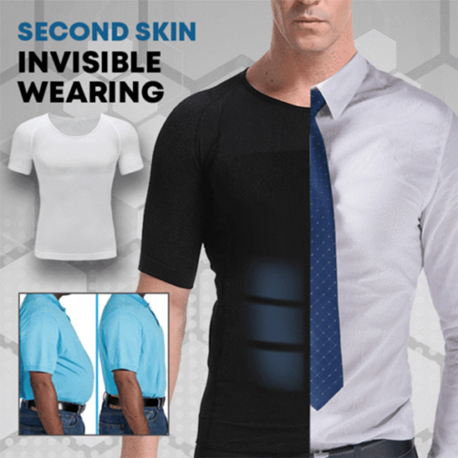 SecondSkin Men's Shaper Cooling T-Shirt Compression Shirt Slimming Shapewear US gallery