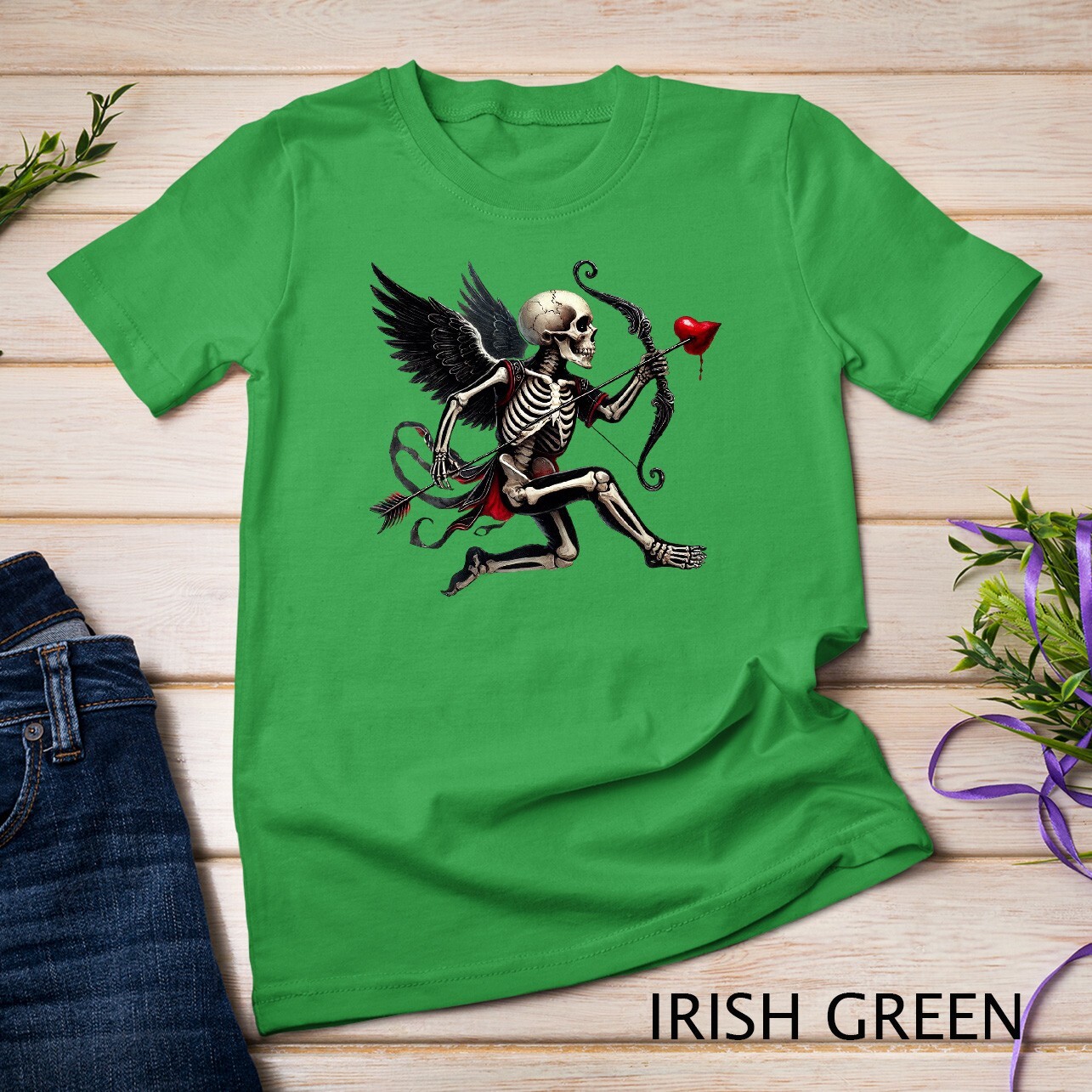 Gothic Valentine A Skeletal Cupid Strikes Funny T-Shirt Unisex T-shirt gallery