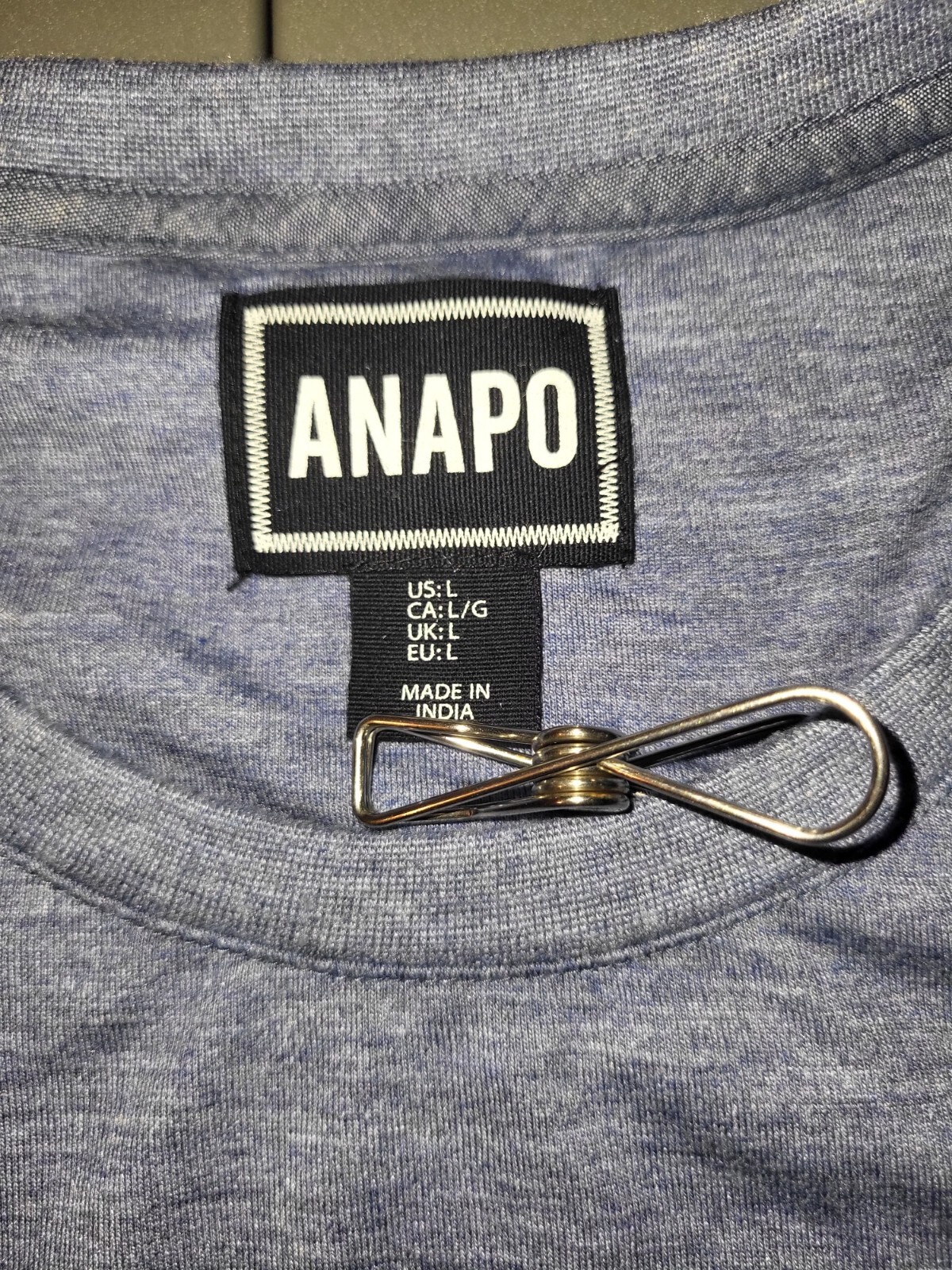 Anapo Long Sleeve Heathered Blue Crewneck Men Tee Size Large gallery
