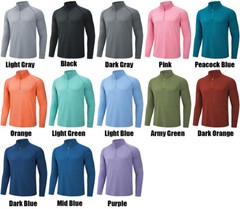 UPF50+ Men’s 1/4 Zip Sun Shirts Performance Skin Protection Fishing Shirts Tops