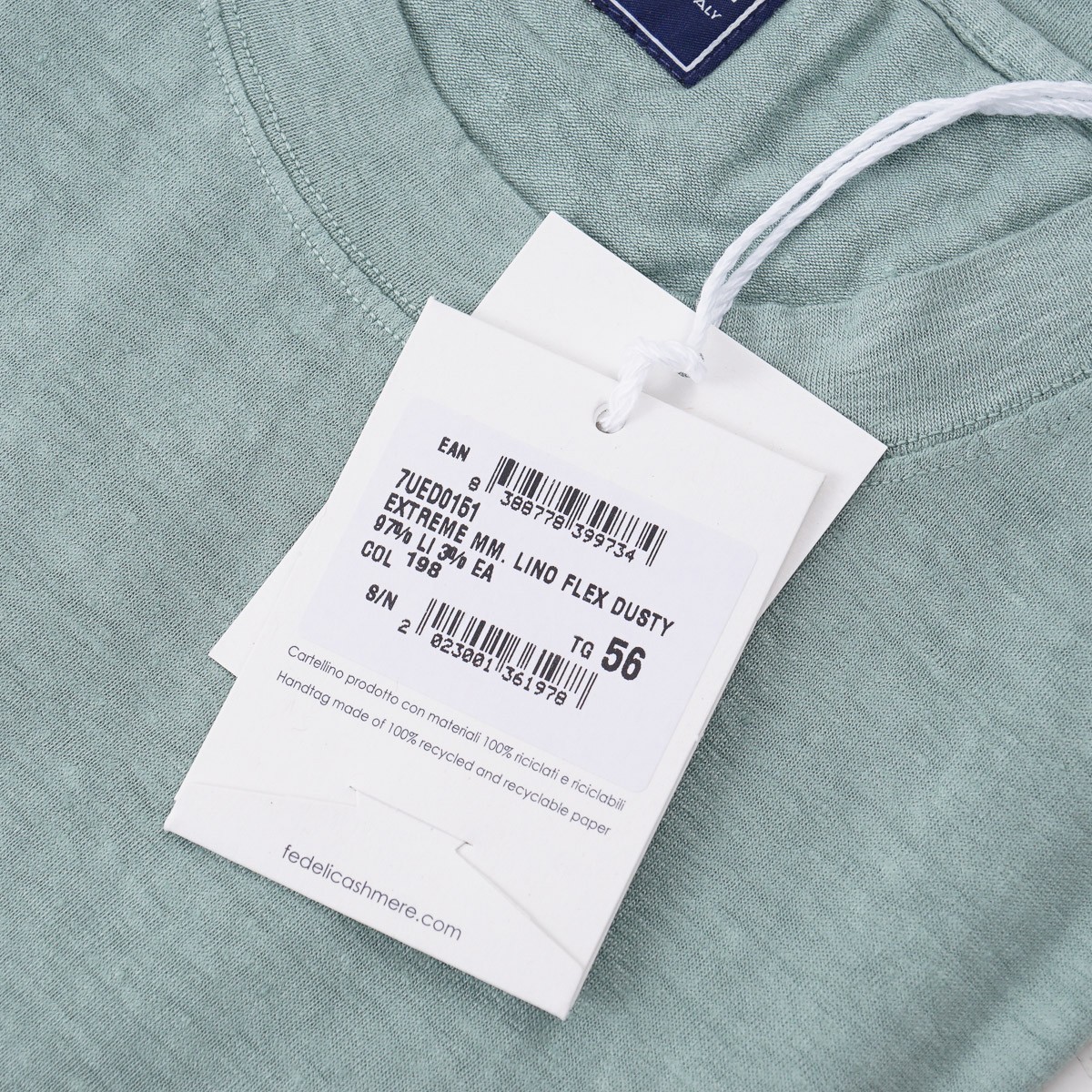 Fedeli Slim-Fit Sage Green Lightweight Stretch Linen T-Shirt XXL (Eu 56) NWT Tee gallery