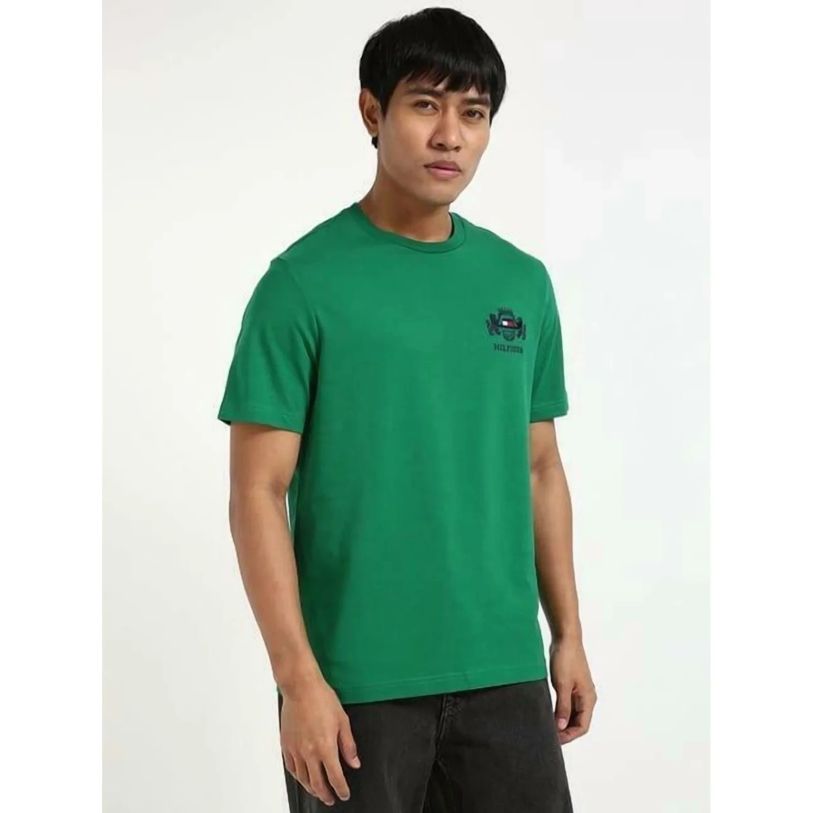 Tommy Hilfiger Men's Big & Tall Embroidered Hilfiger Crest T-Shirt Green-3XLT gallery