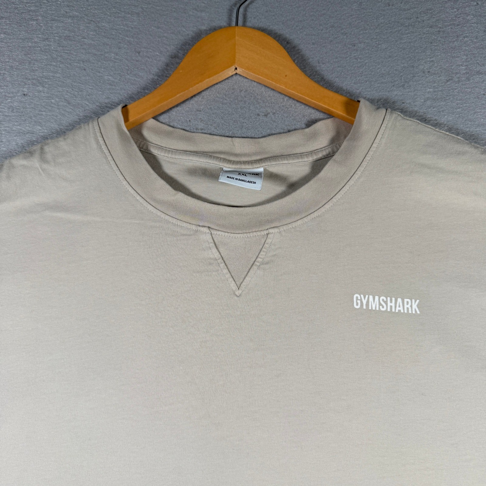 Gymshark Men XXL Oversized T-Shirt Beige Tan Cotton Crew Neck A3A4B-GBC0-XXL-BW1 gallery