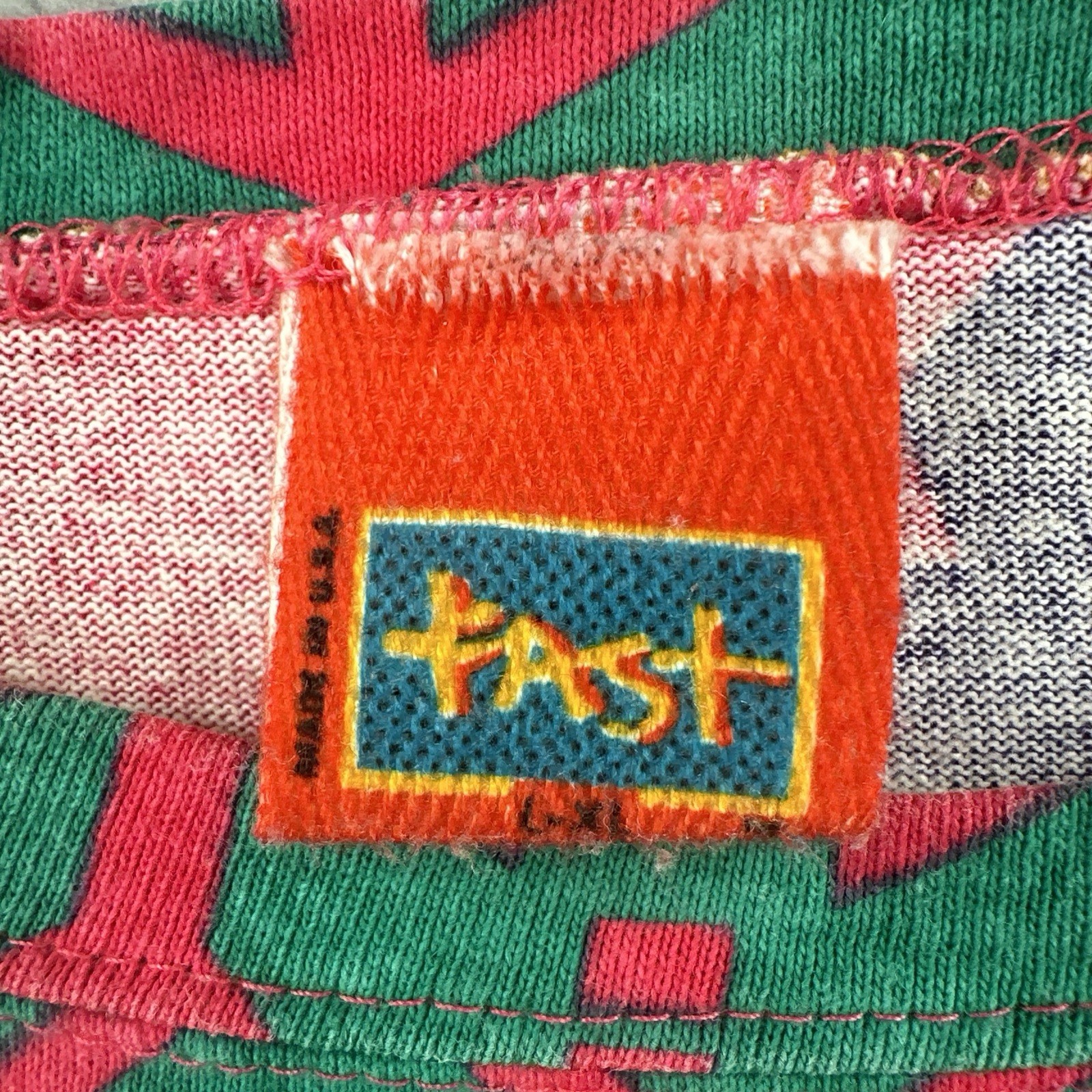 Vtg Fast 90s Boxy Adult L- XL T Shirt Southwestern Design AOP Colorful Hip Hop gallery