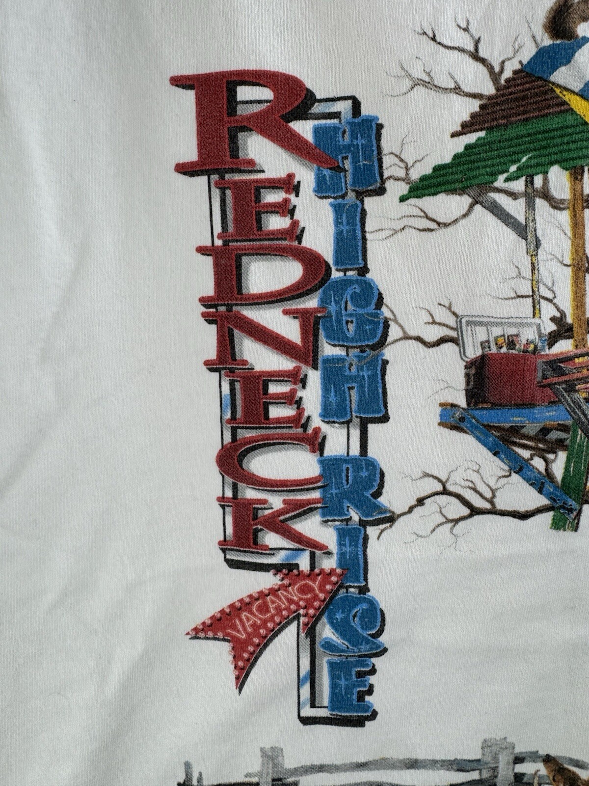 Vintage Redneck High Rise Treehouse Tee T Shirt Funny Deer Hunting Size L VTG gallery