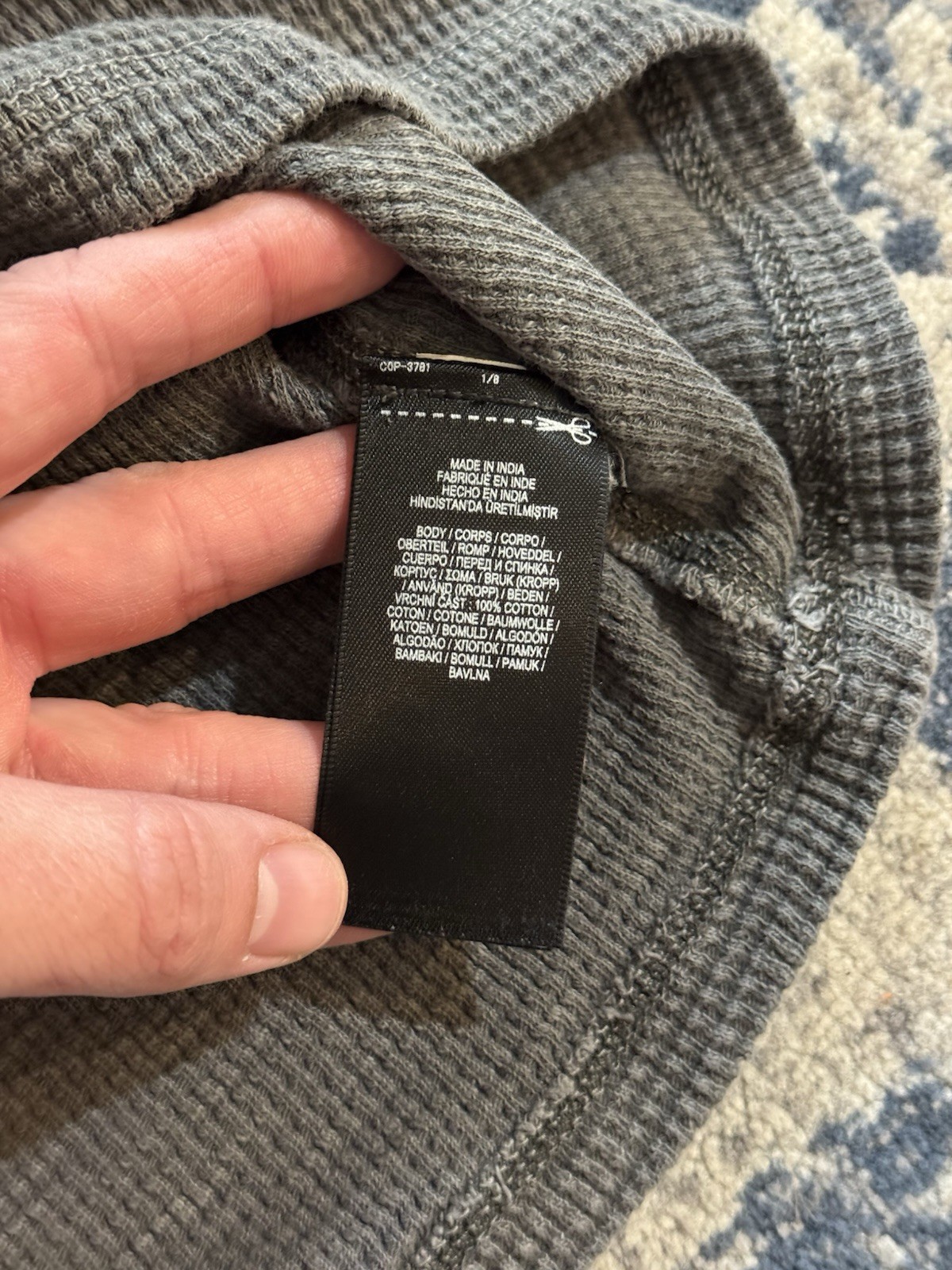 RRL Ralph Lauren Men’s Gray Waffle Knit Henley T Shirt Sz XL Thermal 100% Cotton gallery