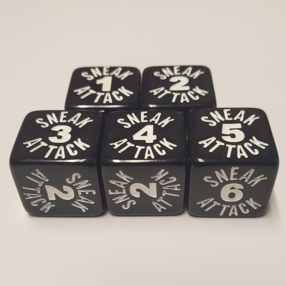 Sneak Attack d6 Dice Compatible with Dungeons and Dragons Rogue (5 Pack) D&D