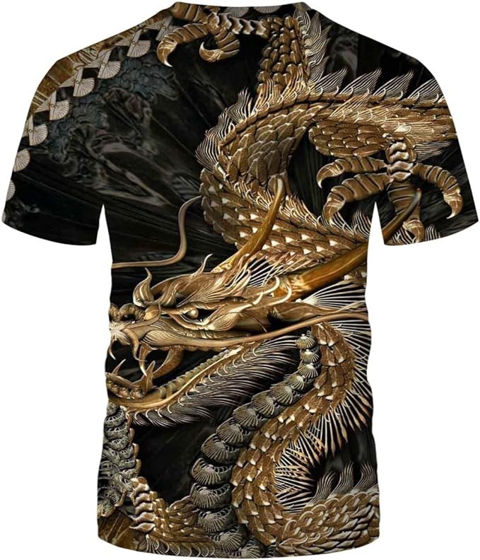 Gold Dragon Men's Short Sleeve T-Shirt Black Size Medium gallery