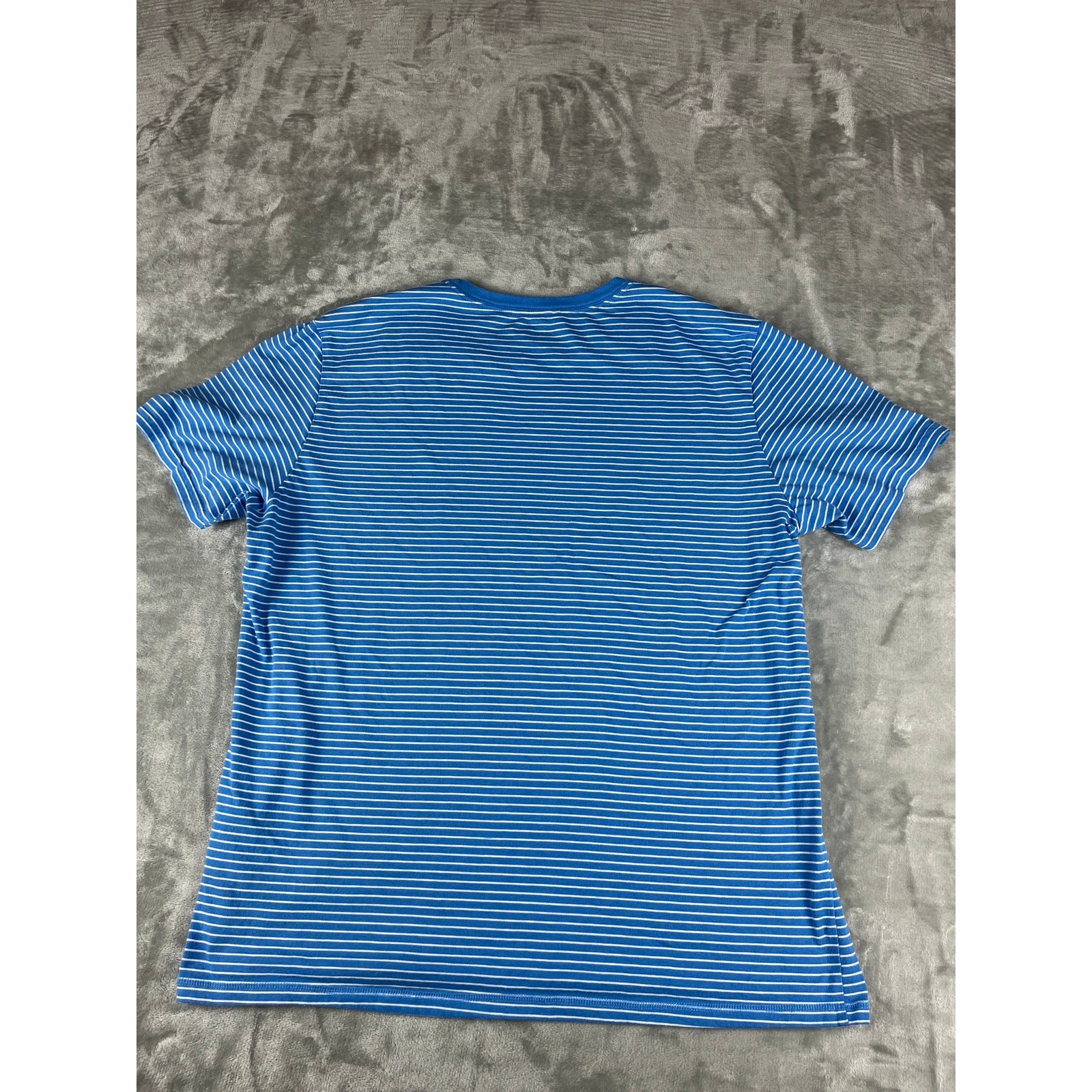 Nautica Sleepwear Blue Striped T-Shirt Logo Tee Size L gallery
