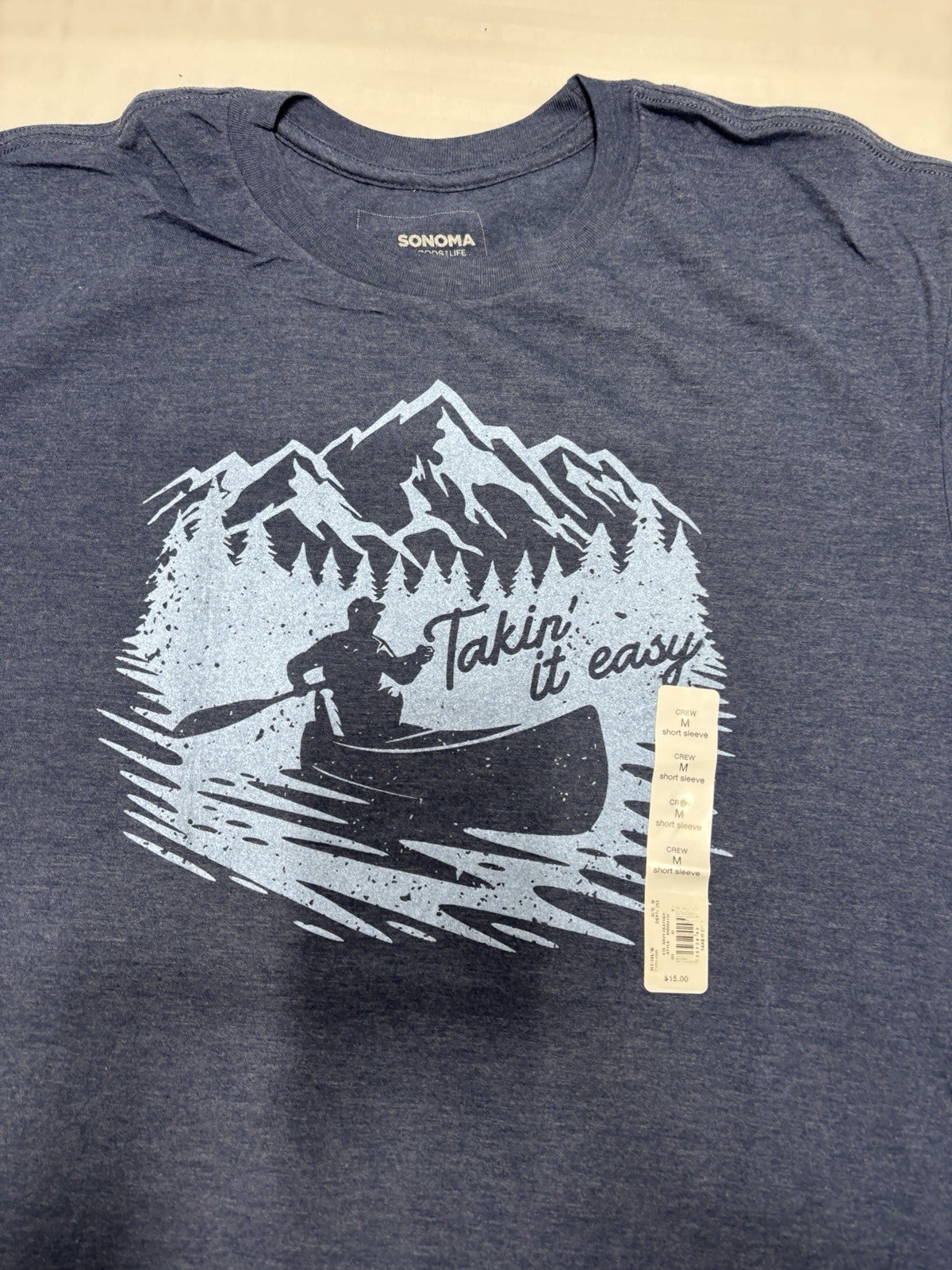 Sonoma Goods For Life Mens Takin' It Easy Rafting Print Blue Shirt Medium gallery