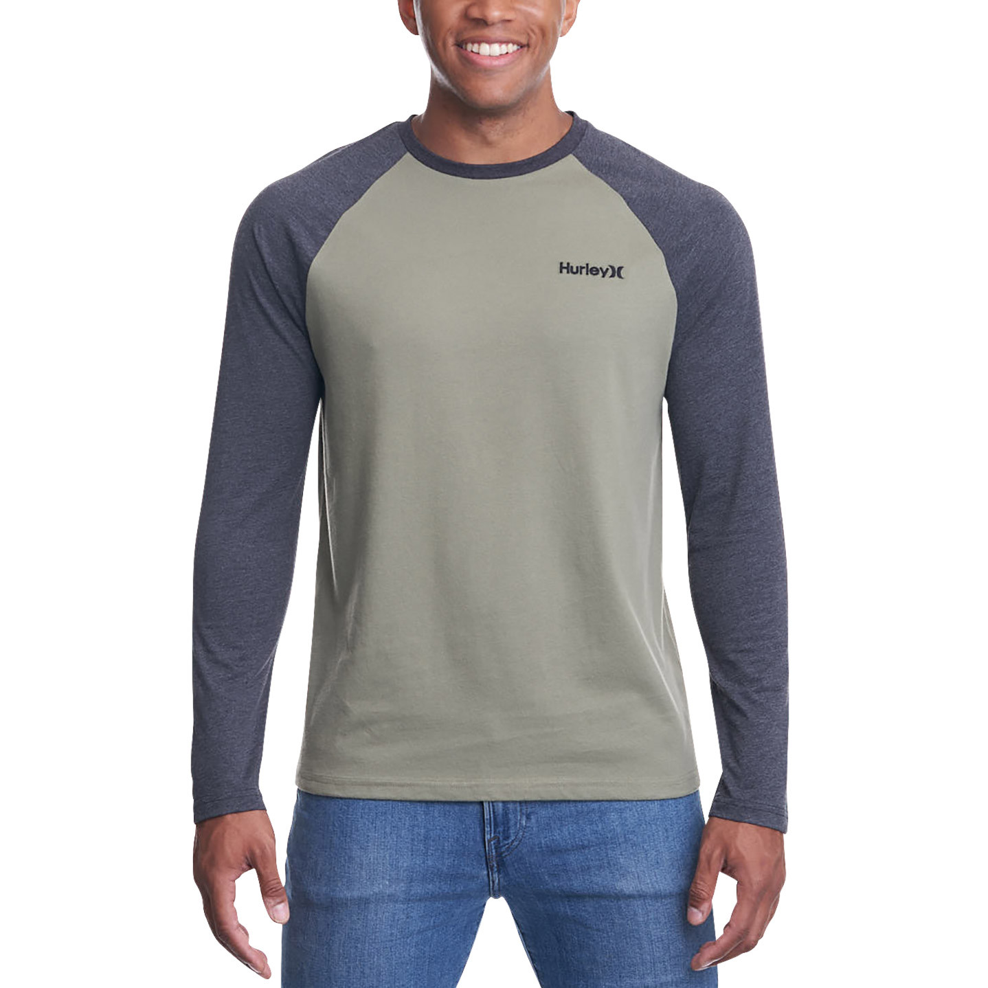 NWT Hurley Men's Raglan Long Sleeve Tee, Light Weight gallery