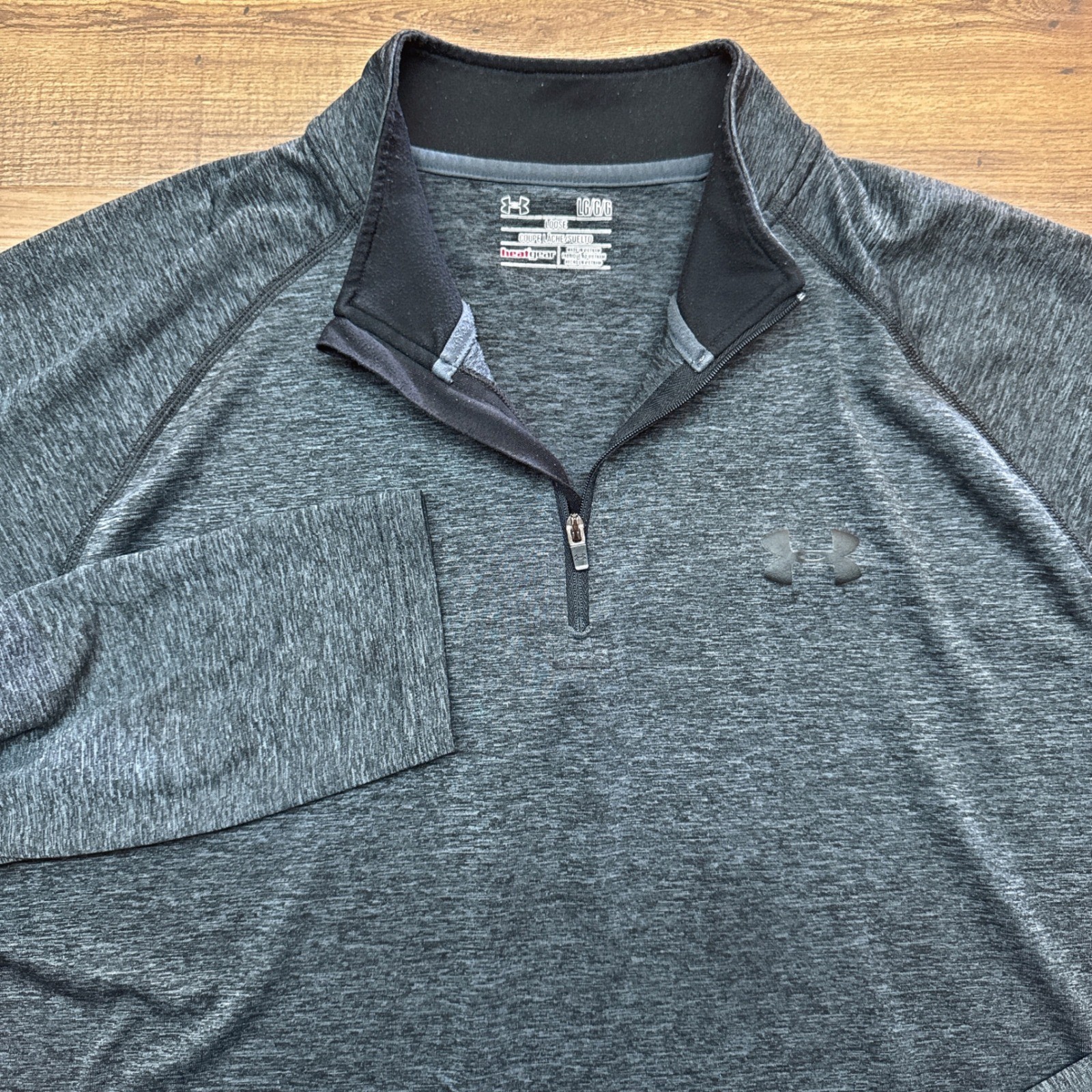 Under Armour Mens Large 1/4 Zip Pullover LS Loose HeatGear Gray Run Outdoors gallery