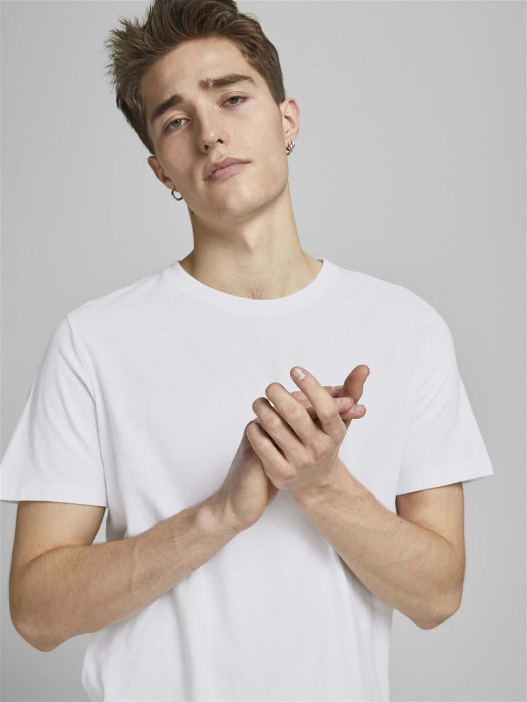 Jack & Jones 5 Pack JJENOA 100% Cotton Crew Neck T-Shirts - White/Navy/Black/Oli gallery