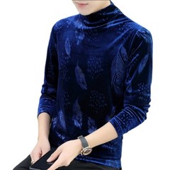 Men Velvet Shirts Tops Blouse Basic T-shirts Casual Slim Turtle Neck