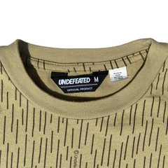 Undefeated T Shirt Size Medium Beige All Over Print Logo UNDFTD Art Urban Stripe